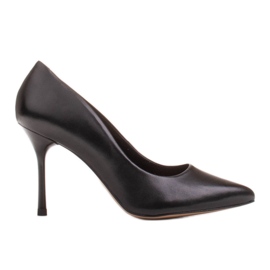 Marco Shoes Escarpins noirs en cuir grainé souple avec talons hauts