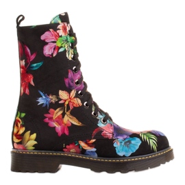 Marco Shoes Bottines hautes, bottines en cuir nubuck à imprimé fleuri noir multicolore