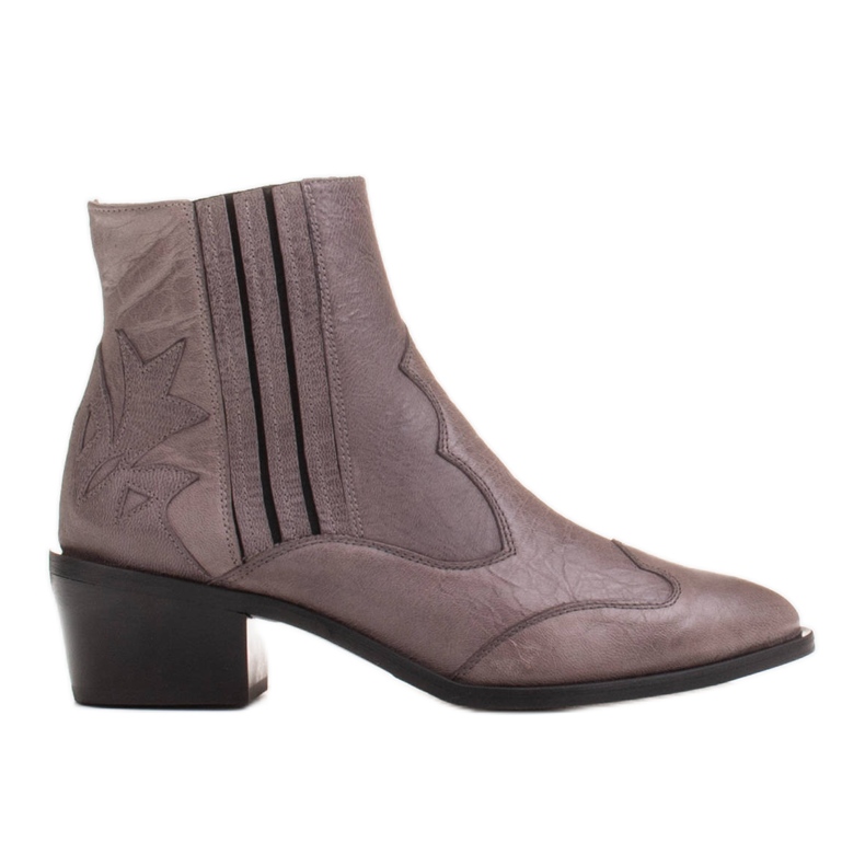 Marco Shoes Santiags rétro grises en cuir froissé Marco Shoes Santiags rétro grises en cuir froissé