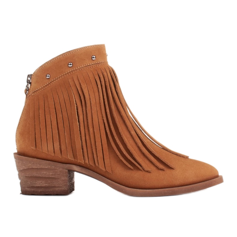 Marco Shoes Bottes de cowboy marron clair en daim naturel avec franges orange Marco Shoes Bottes de cowboy marron clair en daim naturel avec franges orange