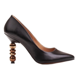 Marco Shoes Escarpins en cuir en cuir grainé souple avec pierres noir