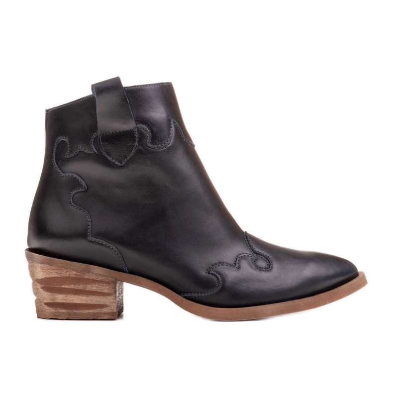 Marco Shoes Bottes bleu foncé en cuir grainé naturel