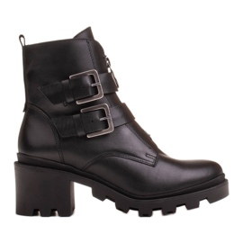Marco Shoes Bottines en cuir noir sur semelle épaisse et légère