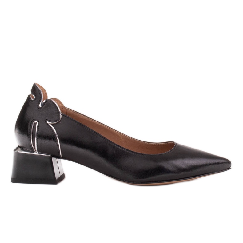 Marco Shoes Escarpins femme à motif fleuri sur talon bas le noir