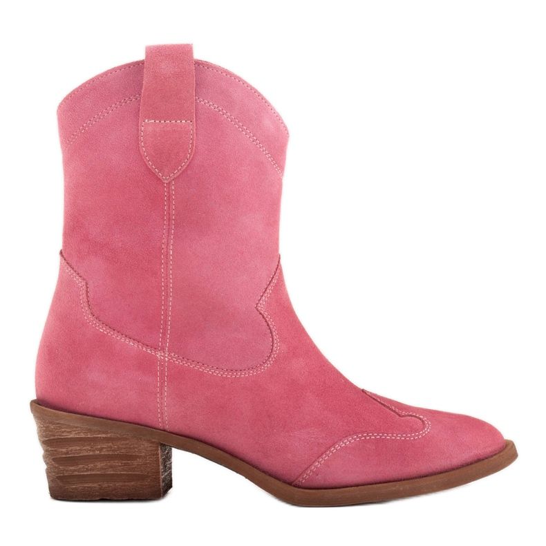 Marco Shoes Bottes de cowboy roses en daim naturel sans isolation