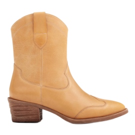 Marco Shoes Bottes de cowboy en cuir poli à la main sans isolation jaune