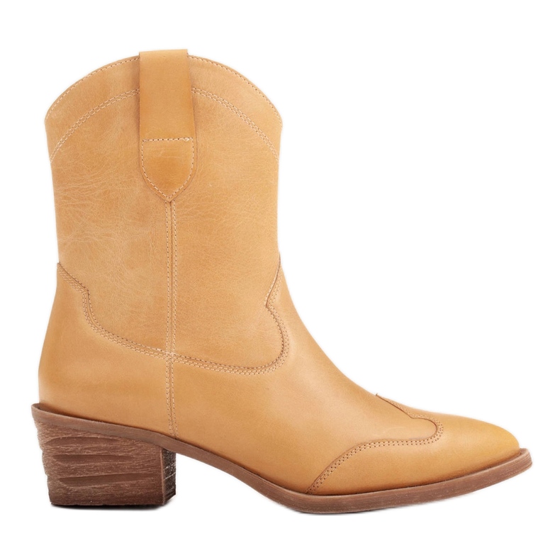 Marco Shoes Bottes de cowboy en cuir poli à la main sans isolation jaune