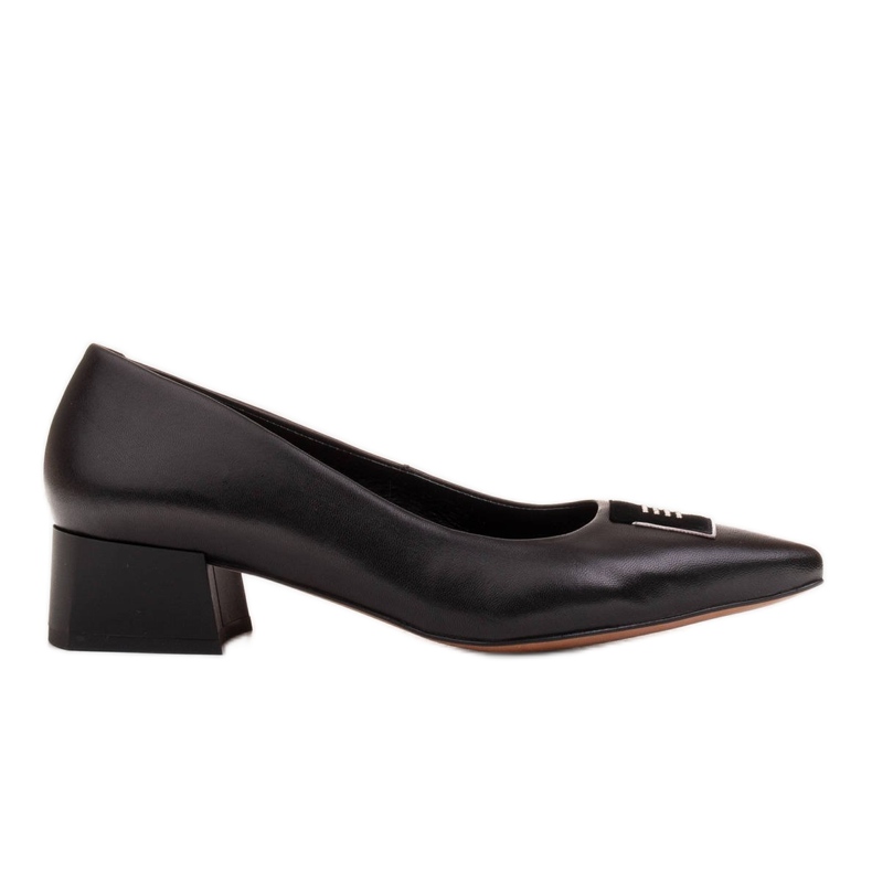 Marco Shoes Escarpins noirs à talons bas, décor à jets le noir