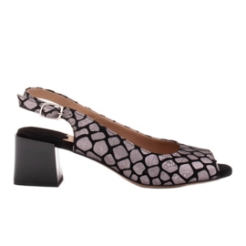 Marco Shoes Sandales pour femmes confortables avec cuir intéressant noir argent