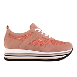 Marco Shoes Sneakers sur semelle épaisse avec mesh respirant rose