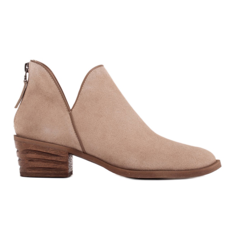 Marco Shoes Bottes beiges en daim naturel avec une coupe en V