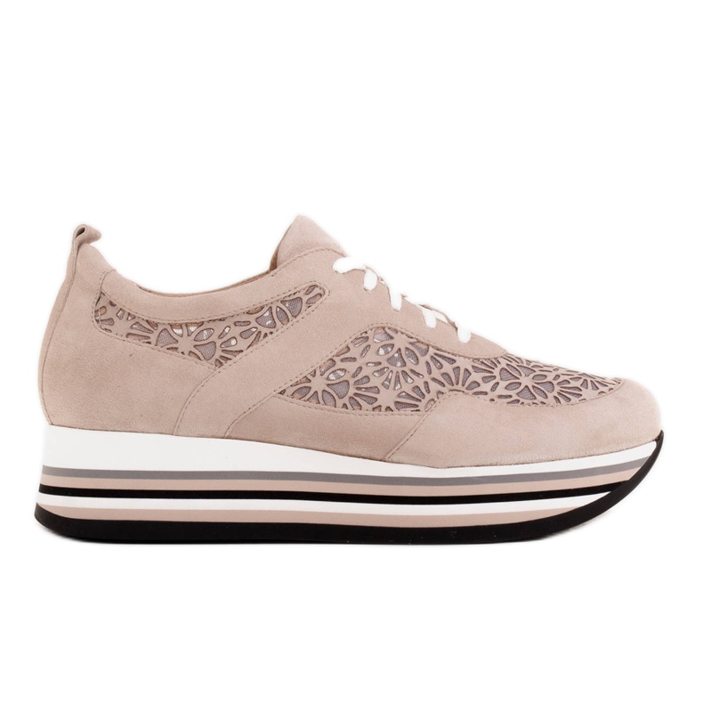 Marco Shoes Sneakers sur semelle épaisse avec mesh respirant beige Marco Shoes Sneakers sur semelle épaisse avec mesh respirant beige