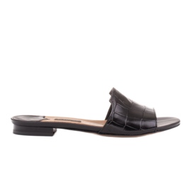 Marco Shoes Pantoufles élégantes en cuir noir pour femmes