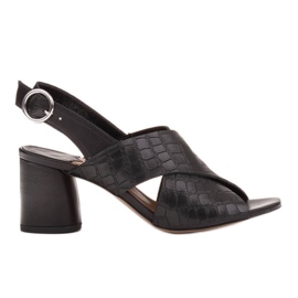 Marco Shoes Sandales en cuir pour femmes en cuir avec rayures coupées le noir
