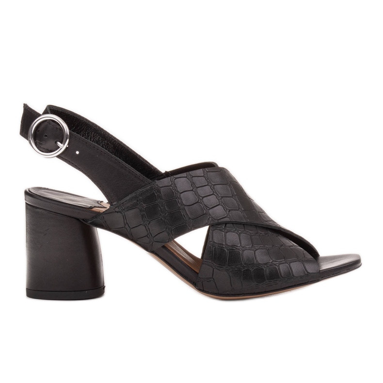 Marco Shoes Sandales en cuir pour femmes en cuir avec rayures coupées le noir