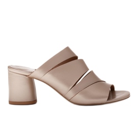 Marco Shoes Chaussons femme en cuir, rayures coupées doré