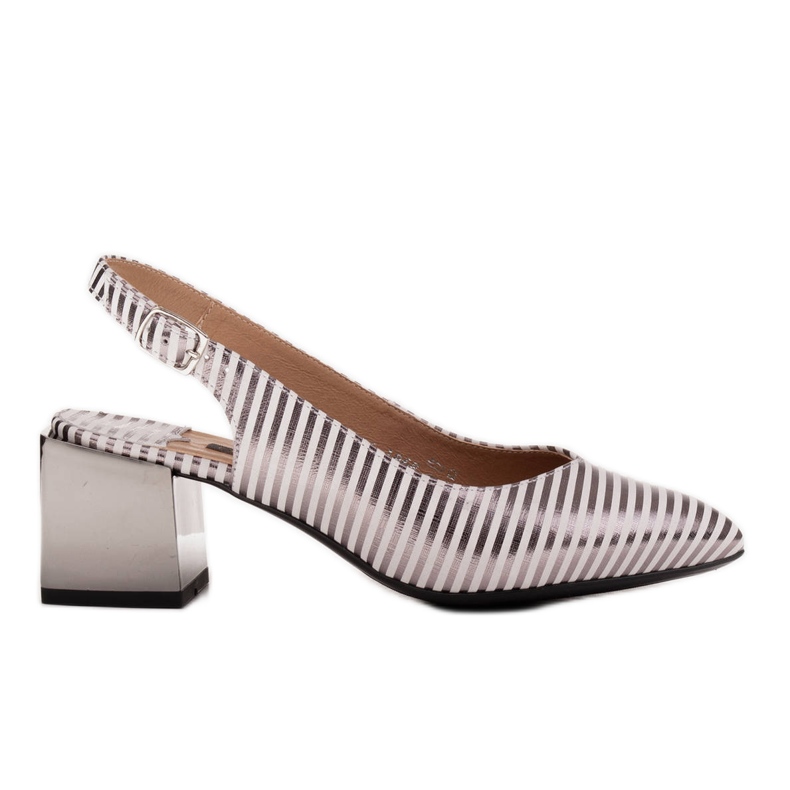 Marco Shoes Escarpins élégants pour femmes à rayures métallisées argent