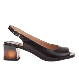 Marco Shoes Sandales pour femmes confortables avec un talon intéressant le noir