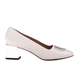 Marco Shoes Escarpins à talon métallisé et décoration plate chromée blanc