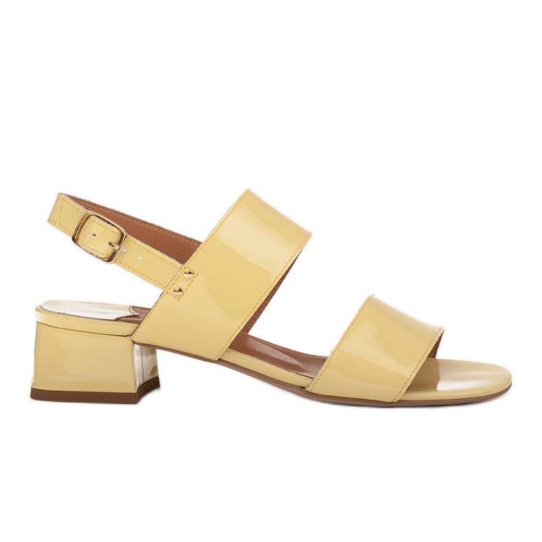 Marco Shoes Sandales Cinta à talon gainé de cuir jaune Marco Shoes Sandales Cinta à talon gainé de cuir jaune