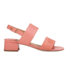 Marco Shoes Sandales Cinta à talon gainé de cuir rose