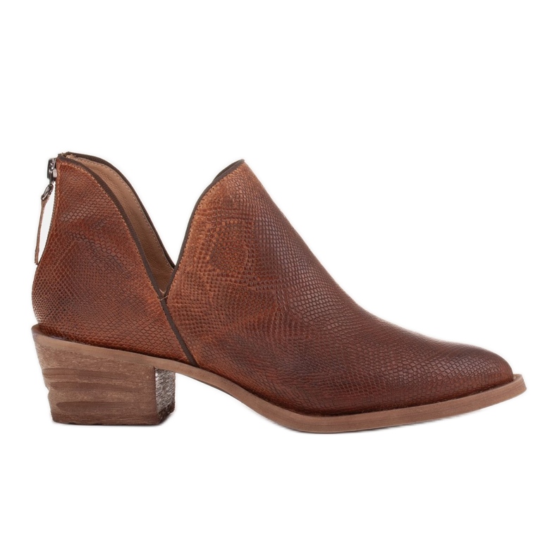 Marco Shoes Bottes en cuir naturel avec une coupe en V brun