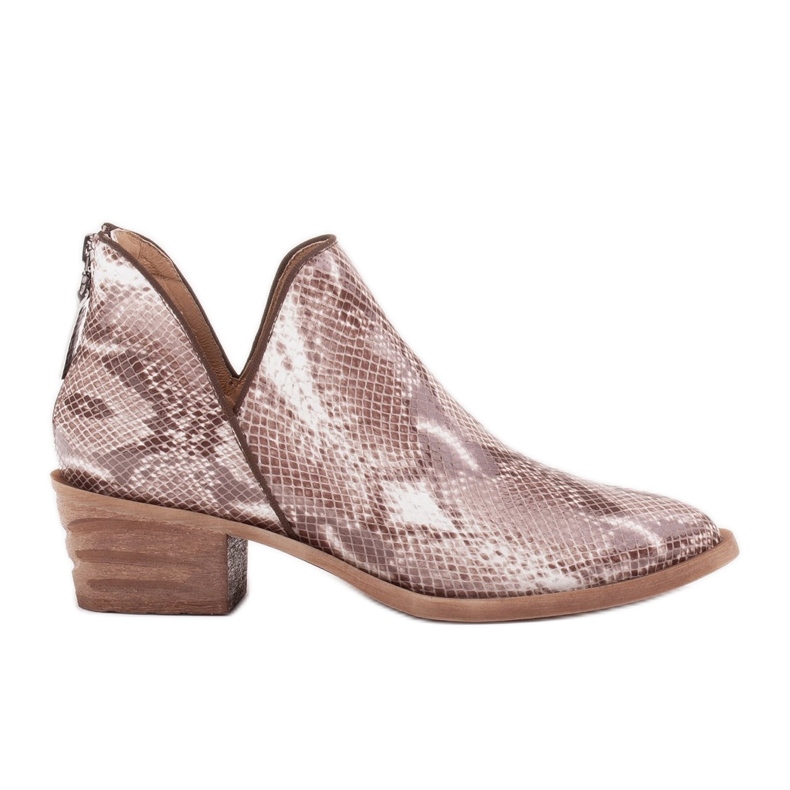 Marco Shoes Bottes en cuir naturel avec une coupe en V beige brun
