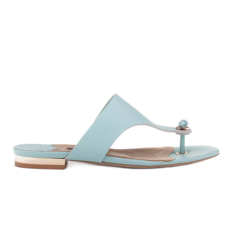 Marco Shoes Tongs plates de couleur menthe avec un talon métallique vert Marco Shoes Tongs plates de couleur menthe avec un talon métallique vert