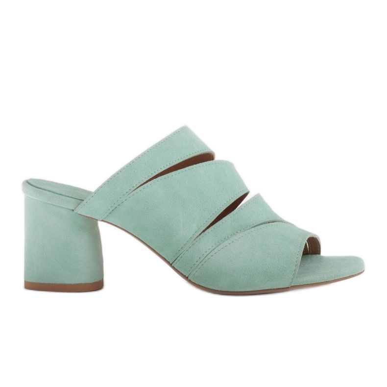 Marco Shoes Chaussons femme en cuir, rayures coupées vert Marco Shoes Chaussons femme en cuir, rayures coupées vert