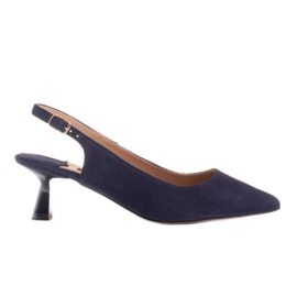Marco Shoes Escarpins en daim délicat avec une bride bleu marin