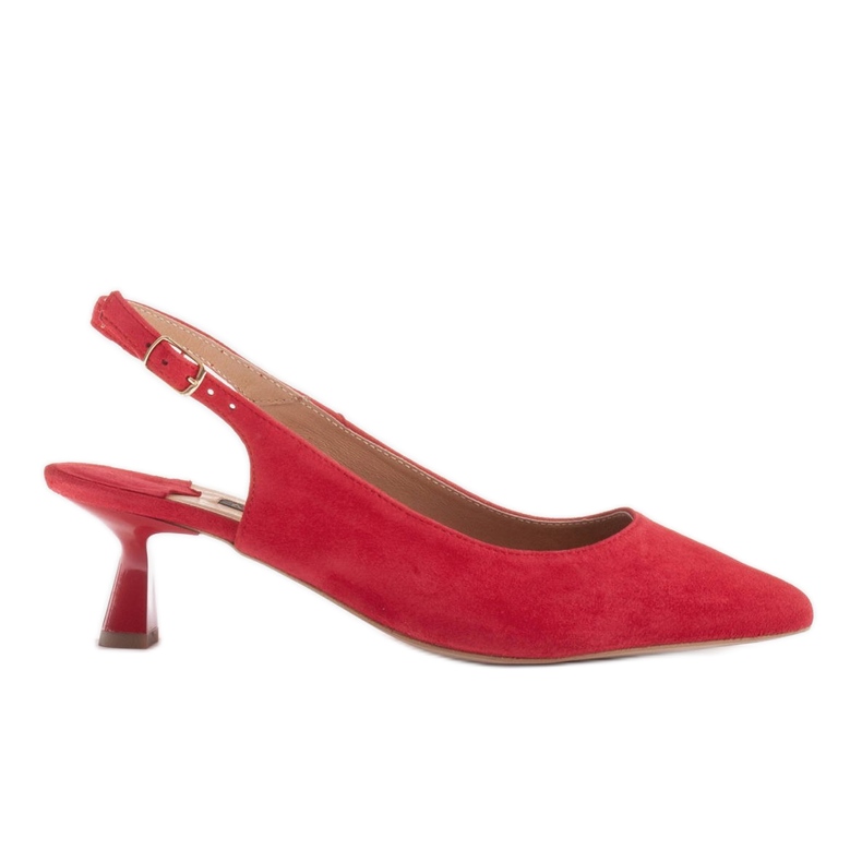 Marco Shoes Escarpins en daim délicat avec une bride rouge