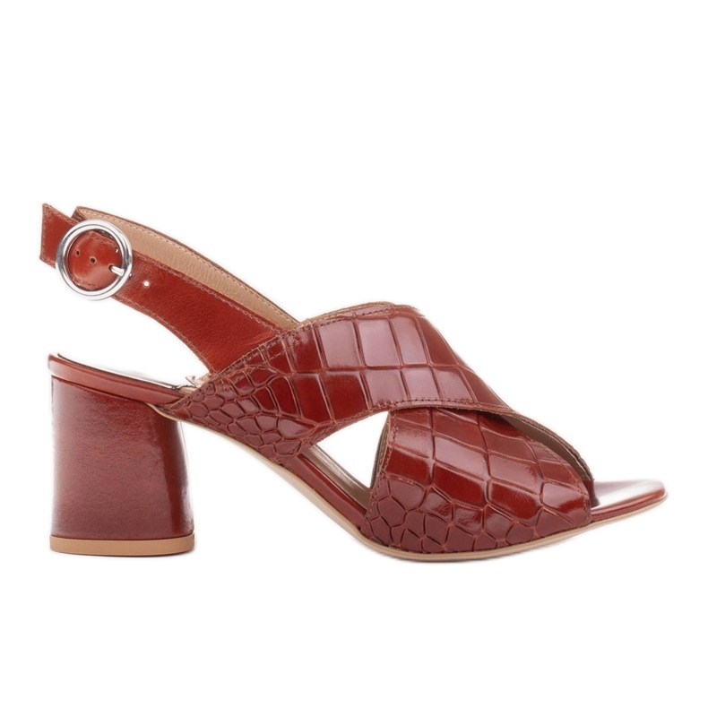 Marco Shoes Sandales en cuir pour femmes en cuir avec rayures coupées brun Marco Shoes Sandales en cuir pour femmes en cuir avec rayures coupées brun