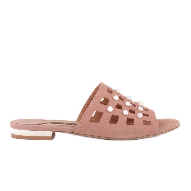 Marco Shoes Chaussons élégants pour femmes avec perles et perforations rose