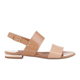 Marco Shoes Sandales plates laquées et talon métallisé beige Marco Shoes Sandales plates laquées et talon métallisé beige