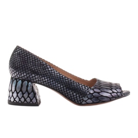 Marco Shoes Chaussures pour femmes confortables avec un devant ouvert bleu marin