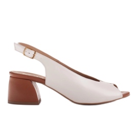 Marco Shoes 1573P sandales en cuir blanc avec un talon stable