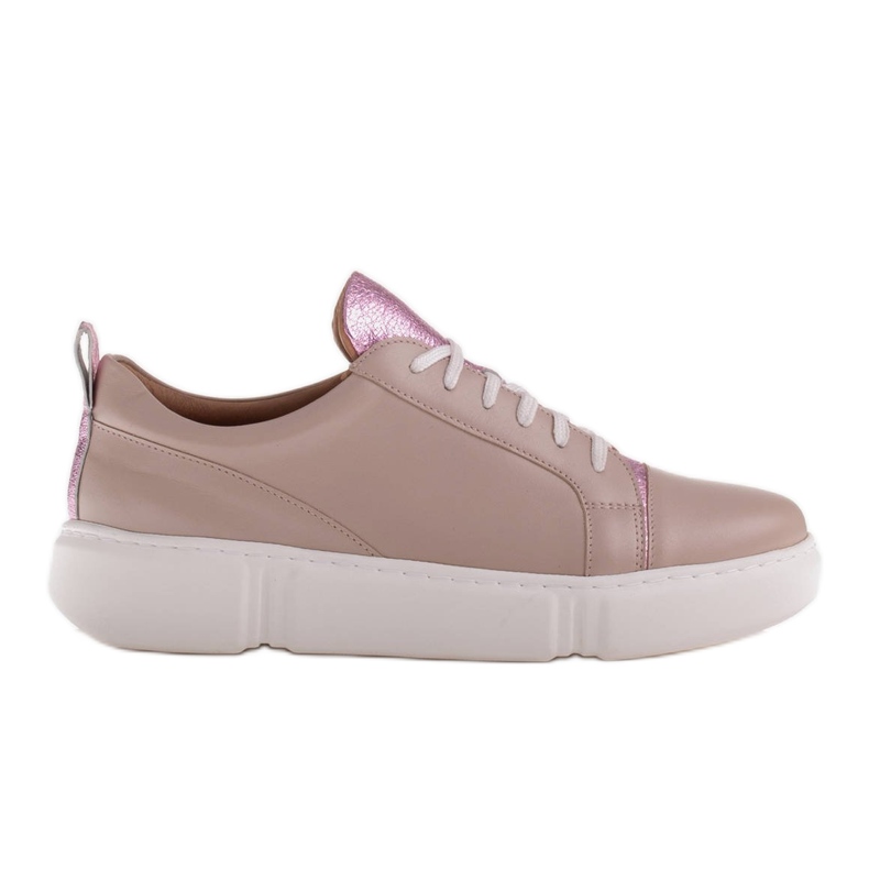 Marco Shoes Baskets beiges avec empiècement rose