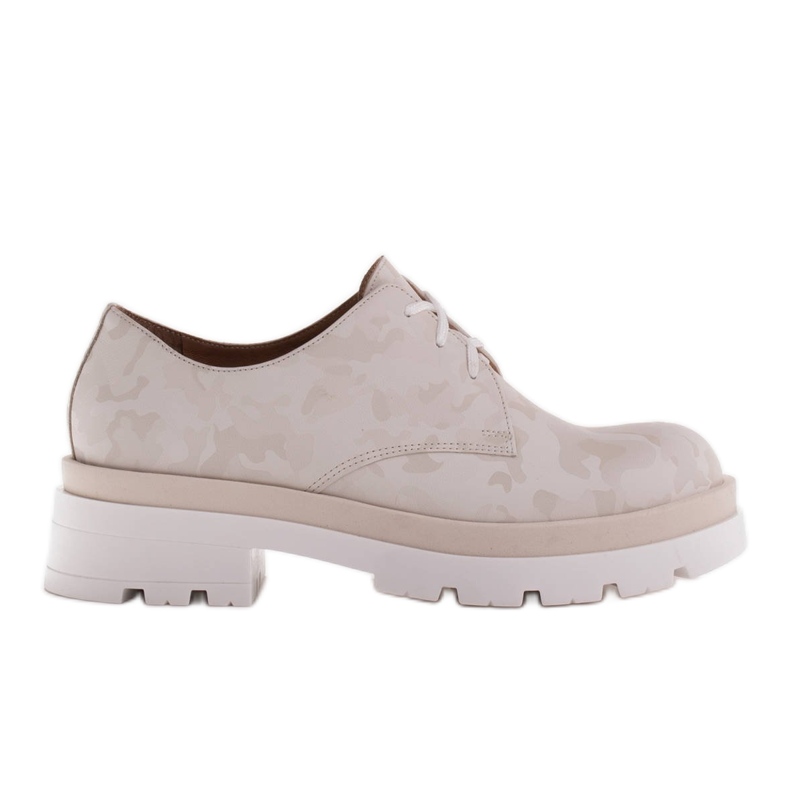 Marco Shoes Chaussures en cuir camo à semelle épaisse beige