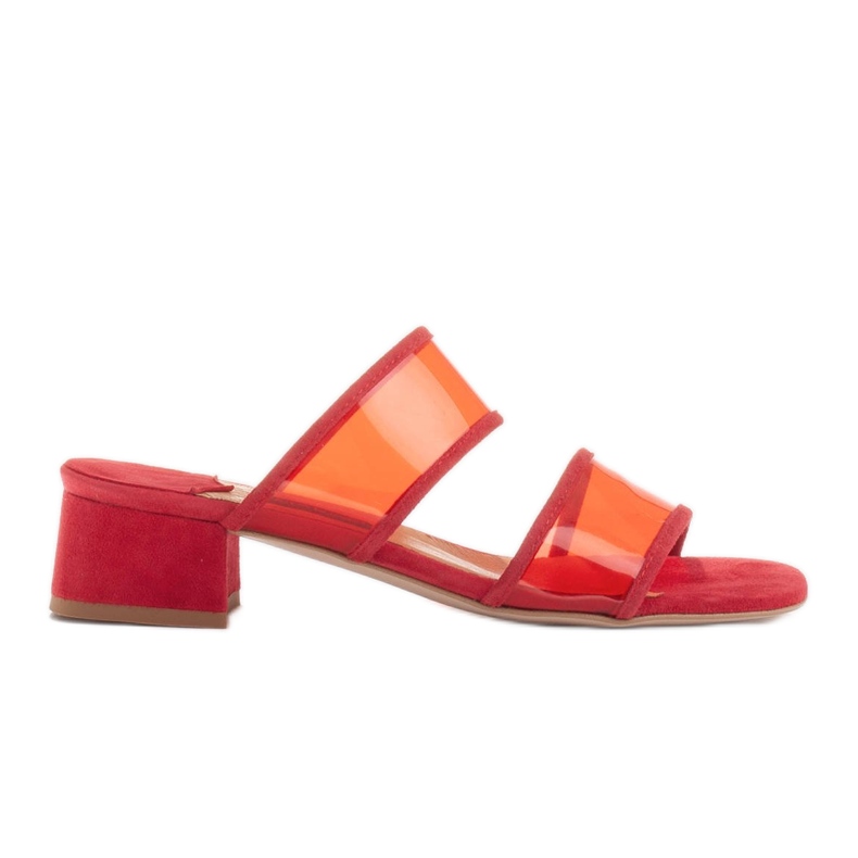 Marco Shoes Chaussons femme à rayures translucides rouge