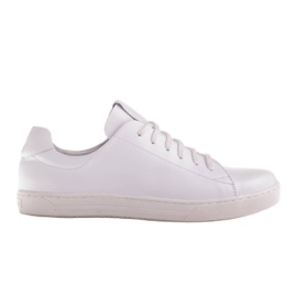 Marco Shoes Baskets de sport en cuir grainé blanc