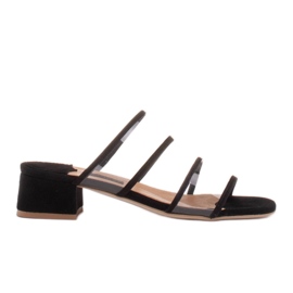 Marco Shoes Chaussons femme à rayures translucides noir