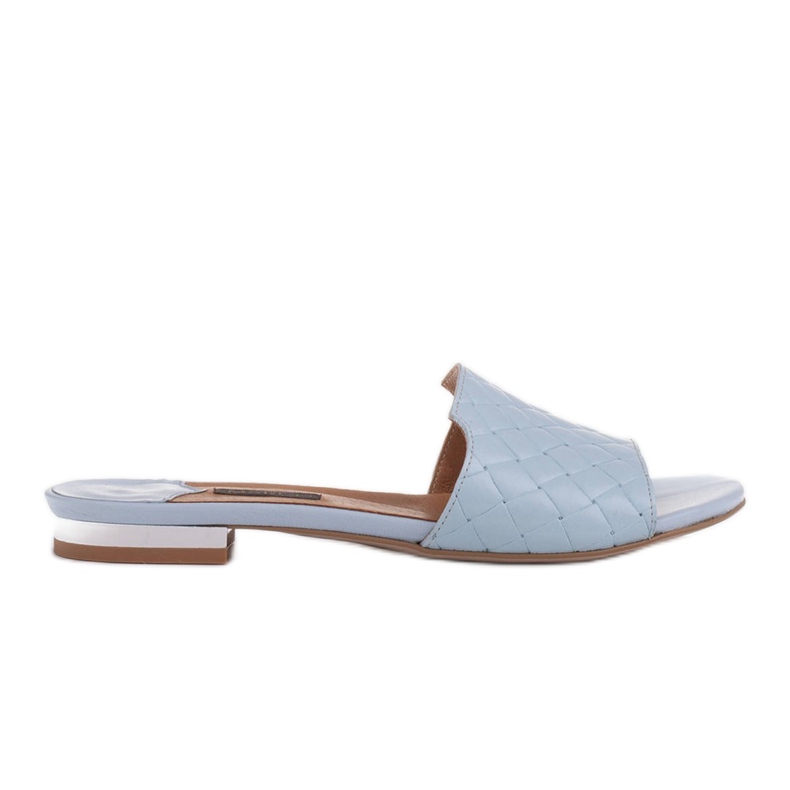 Marco Shoes Pantoufles élégantes pour femmes en cuir gaufré bleu Marco Shoes Pantoufles élégantes pour femmes en cuir gaufré bleu