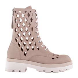 Marco Shoes Bottes en velours avec perforation beige Marco Shoes Bottes en velours avec perforation beige