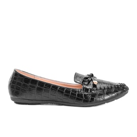 Mocassins noirs à motif peau de crocodile Miriam le noir