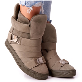 Baskets Compensées En Daim Lu Boo Olive vert