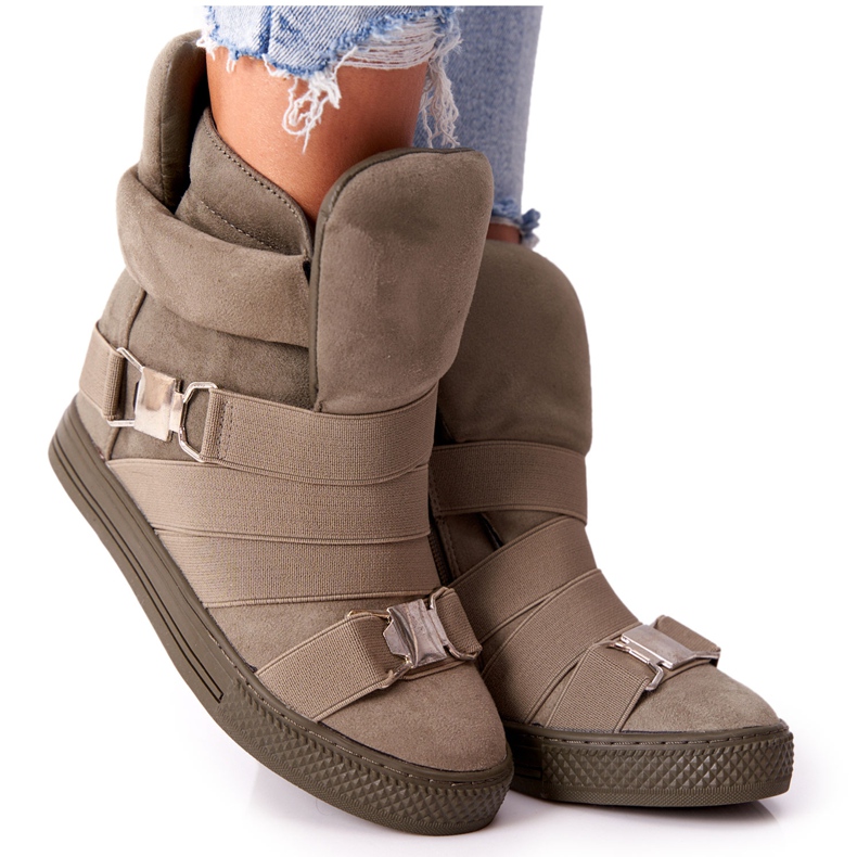 Baskets Compensées En Daim Lu Boo Olive vert