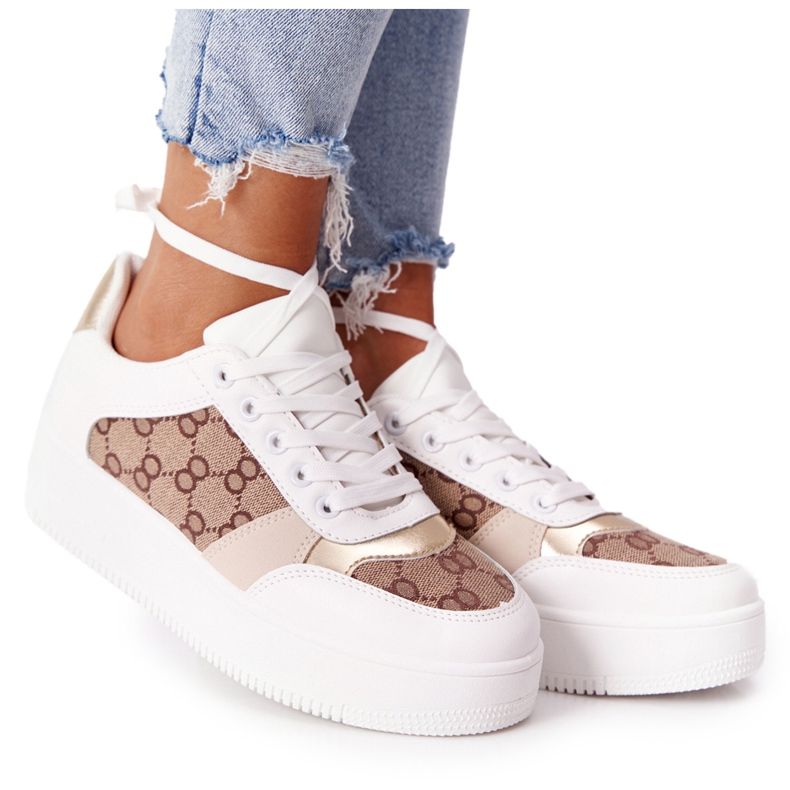 Chaussures de sport Baskets sur la plateforme blanc et or Allisone blanche d'or