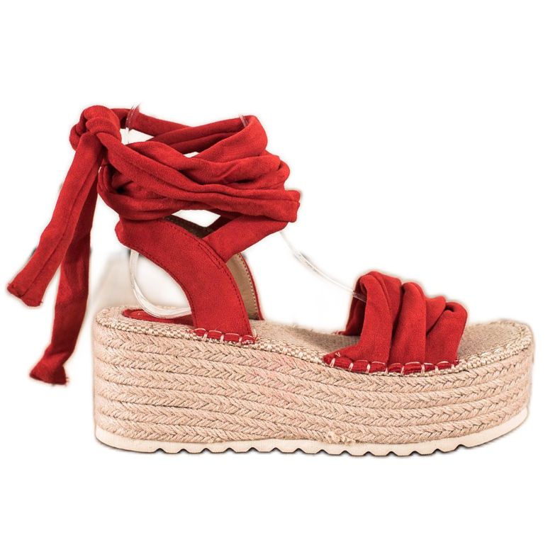 Seastar Sandales nouées sur une plate-forme haute rouge