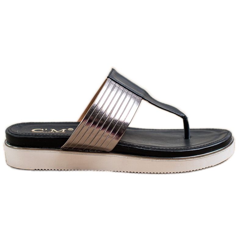 Cm Paris Tongs confortables en cuir écologique le noir