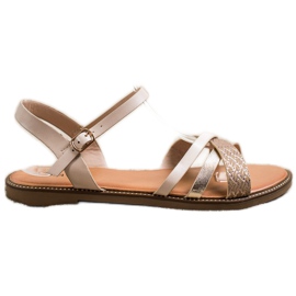 Laura Mode Sandales décontractées beige d'or